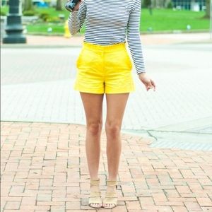 J crew high waisted yellow ruffle shorts